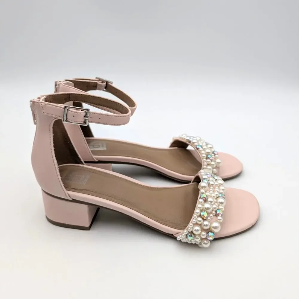 DV by Dolce Vita Gavon Block Heel Sandals Back Zip Girls' Blush Size US4